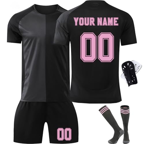 XYYYHTL 4PC 25/26 Maillot de Foot Personnalisé Avec Nom et Numéro Ensemble et Tenue Pour Enfant et Adulte Ensemble Garçon Vêtements Tee Shirt Short Genouillère