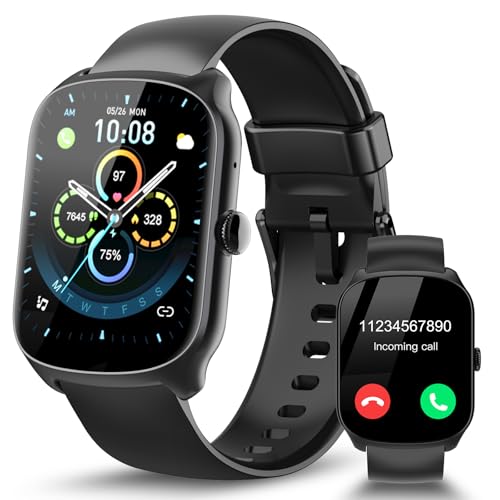 Montre Connectée Femme Homme avec Appel Bluetooth, 1.95"HD Ecran Incurvé Smartwatch Podometre/Sommeil/Cardiofrequencemetr, Montre Sport avec 110+ Modes Sportifs, Montre Intelligente Étanche IP68 Noir