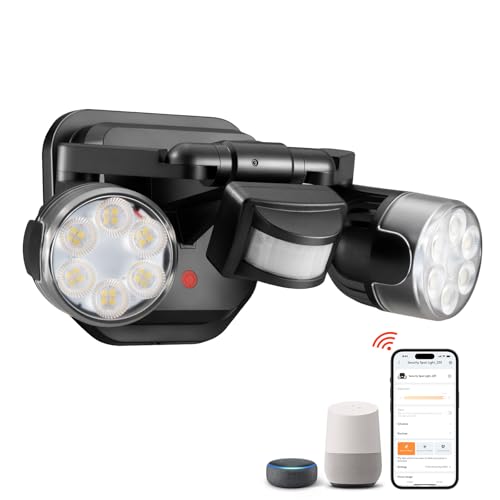 OREiN Projecteur Led Exterieur Detectement de Mouvement Connectée Wifi, Spot LED Extérieur IP65 Étanche, 450° Orientable, Lampe de Sécurité pour Jardin, Garage, Cour
