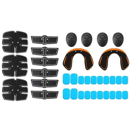 EONDEVO 35Pcs / Set Electrostimulateur Musculaire, Electrostimulateur Musculaire Abdos avec 4 Contrôleurs et 20 Tampons de Gel pour Ventre, Bras, Jambes