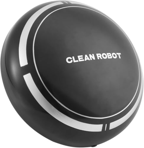 Générique Aspirateur Robot Laveur,Aspirateur Robot 3 en 1,Navigation Intelligente,Ultra-Mince Silencieux,Adapté aux Poils d'animaux,Alimentation par Piles AA，Idéal pour Tapis Sols Durs-Noir (Blanc)
