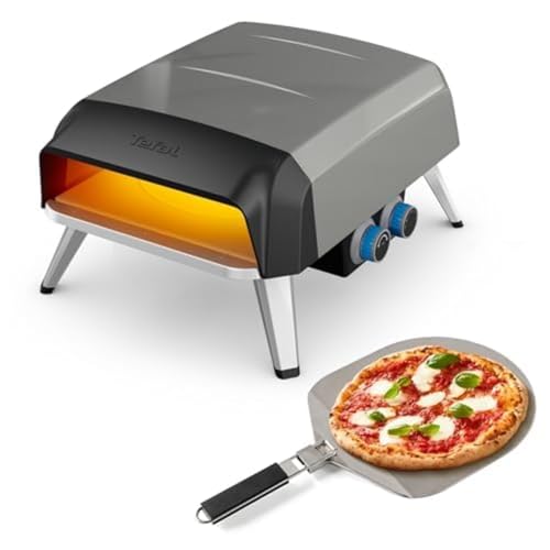 Tefal Pizza Pronto, Four à pizza extérieur, Fonctionne au gaz, Pierre rotative à 360° pour cuisson uniforme, Application gratuite, JM412010