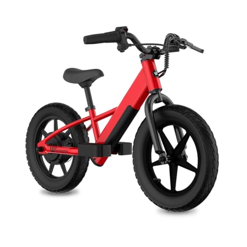 Wispeed - WIKIDS - Draisienne Electrique pour Enfant 3 à 7 Ans- 100W - 8km/h - 5km - Frein à Tambour - Moteur Silencieux - Jusqu'à 50kg - Rouge