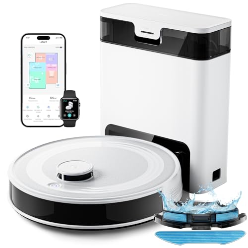 Lefant M2 Pro Robot Aspirateur Laveur 6000Pa avec Station Vidage Automatique Poussière,Navigation Laser avec Cartographie,Nettoyage Personnalisé, Évitement d'obstacles PSD, Idéal pour Poils d'animaux