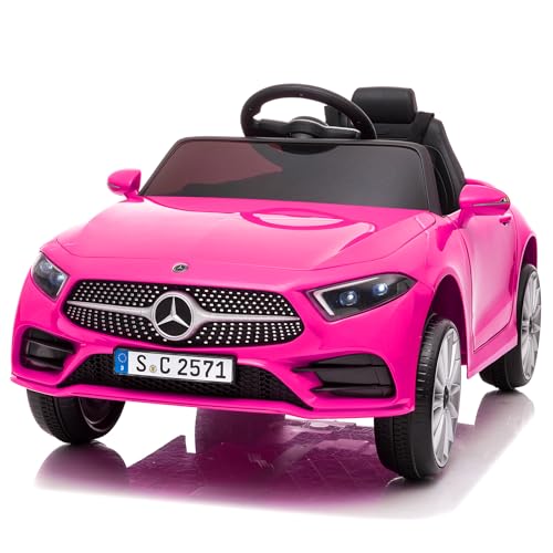 LALAHO Voitures électriques pour Enfants Mercedes Benz CLS avec Télécommande 2.4G, Véhicule électrique Enfant 2 Portes avec MP3 (CLS Rose)