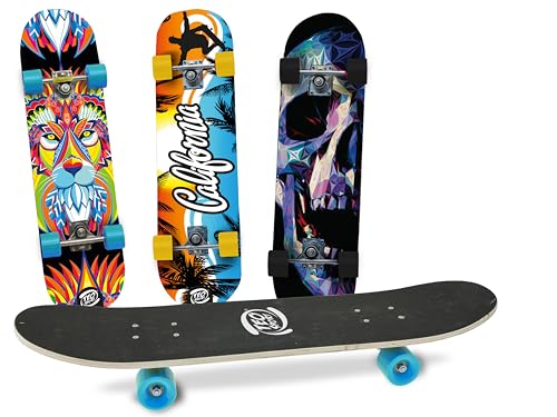 Teorema Skateboard pour Enfants et débutants, Planche en Bois antidérapant, Longueur 80 cm, Roues en PVC, roulements ABEC-7, Structure en Aluminium, Charge maximale 100 kg