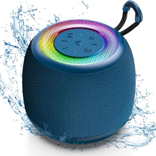 JYX Mini Enceinte Bluetooth Portable（Bleue）,Haut-Parleur Bluetooth,24 Heures D’autonomie, Lumineux LED, Fonctionnalité TWS,Emplacement pour Carte TF, Profitez de Musique à Tout Moment et Tout Lieu.