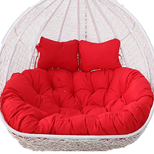 Balancelle double suspendue avec coussin profond doux – Balancelle d'extérieur 2 places avec attaches, entièrement rembourrée pour plus de confort, durable et ne se plie pas (rouge)