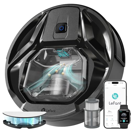 Lefant Aspirateur Robot M320, 6000Pa d'Aspiration, Évitement Précis des Obstacles, Détection de Tapis, Zones Interdites, Idéal pour Les Poils d'animaux, Cheveux et Sols Durs Tapis, Contrôle App/Alexa