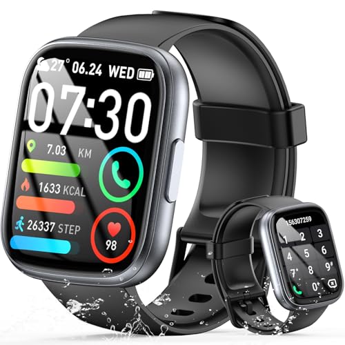Montre Connectée Homme Femme, 1.95"HD Smartwatch avec Appels Bluetooth, Etanche IP68 Montre Connectée Sport, Montre Connecte 110+ Mode Sport, Podomètre,Cycle Menstruel,Fréquence Cardiaque,Spo2, Noir