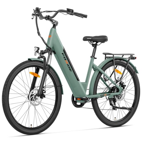 Foride Vélo électrique Roamer 1 St, Vélo électrique de Ville de 27,5 Pouces, Batterie 36V 13Ah, 7 Vitesses, E-Bike Urbain pour Adulte Homme Femme, VTC (Vert)