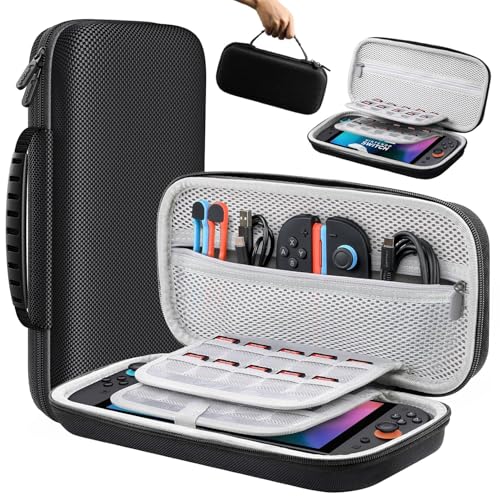 Lmcpa Pochette Housse pour 2025 Console Nintendo Switch 2 , Sac de Voyage avec 20 Cartouches de Jeu, Etui Rigide de Protection Portable pour Console Nintendo Switch 2 2025 Accessoires, Noir