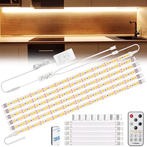 Enteenly Ruban 180 LEDs 2700k Blanc Chaud 3 m, 12V avec Télécommande et Prise, Kit D'éclairage à Intensité Variable sous Armoire pour Meubles, Escalier, Placard, Cuisine, étagère