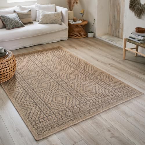 Tapis Nature, Tapis Naturel Boheme, Tapis Aspect Jute, Tapis Salon, Chambre, Couloirs, Tapis ExtRieur, Couleur Naturelle (50x80 cm, 8729 Marron)