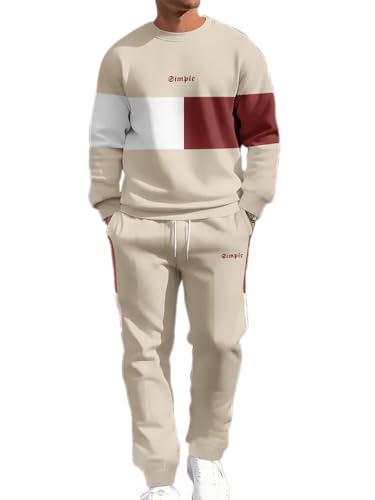 seiveini Ensemble Homme Jogging Survetement Sweat et Pantalons Longue Tenues de Sport 2 Pièces Survêtements Tenues de Sport Outfit Printemps Automne Streetwear A Kaki M