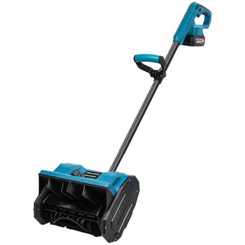 Makamsui Pelle à neige électrique sans fil, souffleuse à neige électrique de 27,9 cm de large, avec 2 batteries et 1 chargeur, pelle à neige manuelle pour patio, terrasse, allée, bleu