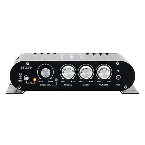 yomoe -838 Amplificateur de Puissance HiFi 2.1 Canaux 80 W X 2 Amplificateur de Son Stéréo pour Basses avec Sortie Caisson de Basses Amplificateur Audio Domestique Noir