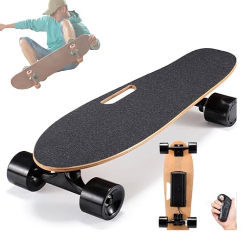 DRFGHK Skateboards électriques, Vitesse maximale de 35 km/h, autonomie de 13 km, Longboard électrique Professionnel avec télécommande pour Adultes, 3 Vitesses réglables