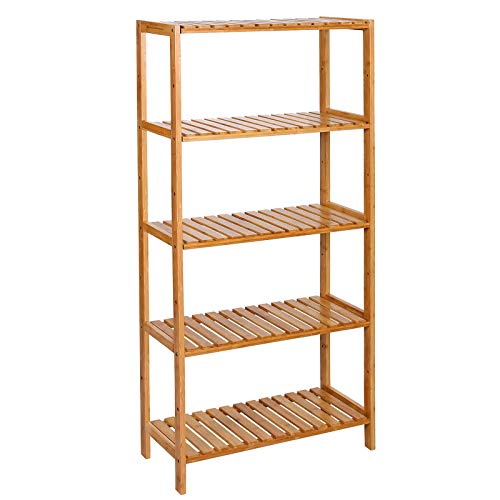 SONGMICS Étagère de Rangement, Meuble à Chaussures à 5 Niveaux, Support pour Plantes, Multifonction, pour Entrée, Salle de Bain, Balcon, Cuisine, 26 x 60 x 130 cm, Naturel BCB35Y