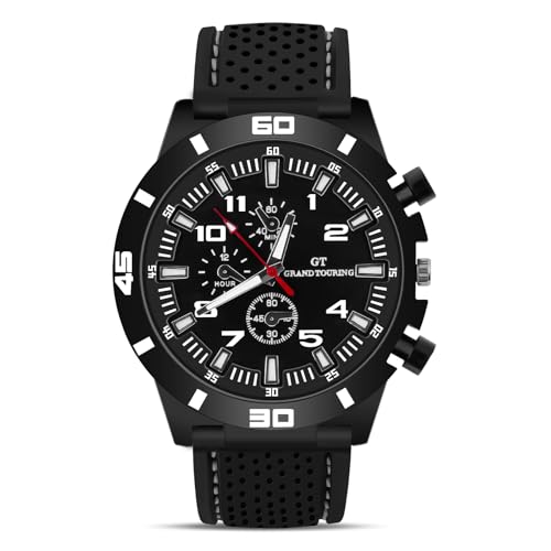 OFFCUP Montres pour Hommes, Montre Chronographe de 50mm, Montre à Analogique Quartz avec Bracelet en Silicone, Montre de Sport en Plein Air, Montres-Bracelets Décontractée Cadeau pour Hommes (Blanc)