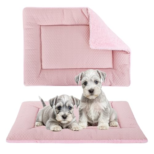 BVAGSS Tapis de Lit pour Chien, Frais et Chaud Coussin Chien, Réversible Tapis de Couchage, Tapis Lavable pour Animaux de Compagnie Adapté XH080 (45x33cm,Rose)