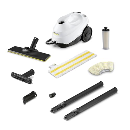 Kärcher Nettoyeur Vapeur SC 3 EasyFix Blanc, Pression Vapeur : 3,5 bar, Préchauffage : 30 s, Puissance : 1 900W, Surface : 75m², Réservoir : 1l, Cartouche Détartrante, Kit de nettoyage de sol, buses