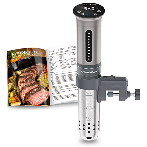KitchenBoss Cuiseur Sous Vide,1100W, IPX7 Imperméable à l'eau,Calculateur d'Immersion de Cuisinière,Thermostat Réglable pour un Contrôle Précis de la Température