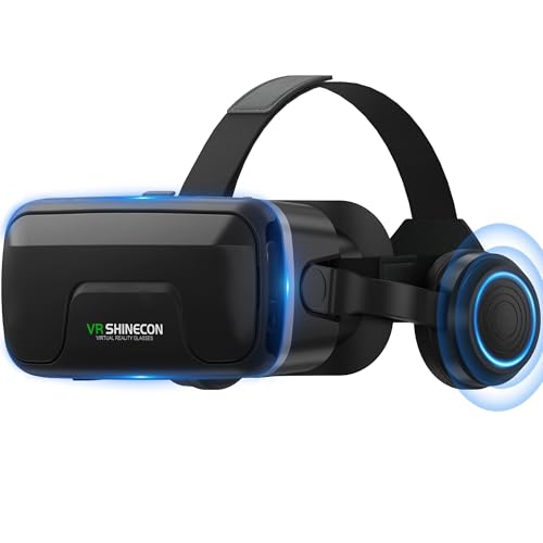 XWP Casque VR avec Écouteurs, Lunettes De Réalité Virtuelle 3D avec Lentilles HD Anti-Lumière Bleue, Compatible avec Smartphones 4,7–7,2 Pouces, pour Jeux Et Films 3D, Cadeau pour Enfants Et Famille