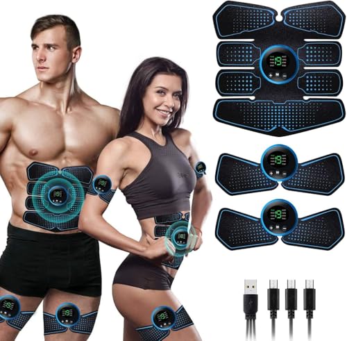 Queath Électrostimulateur Musculaire, électrostimulateur pour Abdominaux, ABS Trainer/Toner pour Abdom/Bras/Vie/Jambes