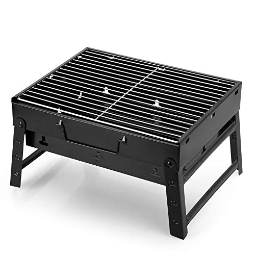 AGM Barbecue à Charbon, 400x270x200 mm, BBQ Grill Démontable Pliable Portable en Acier pour Pique-Nique, Voyage, Jardin, Camping