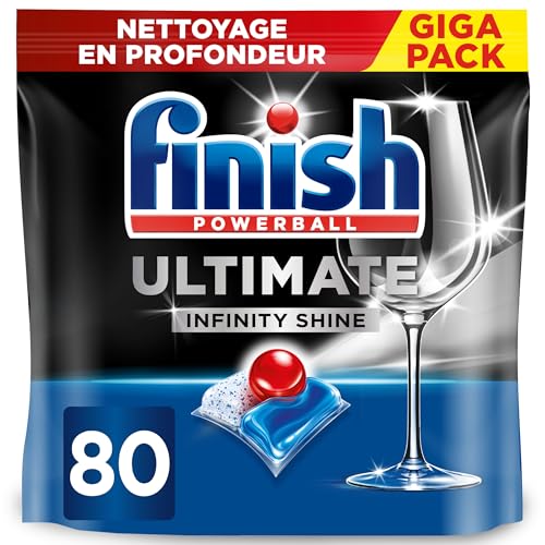 Finish Ultimate Infinity Shine Pastilles Lave-Vaisselle, Imbattable contre les taches tenaces, 80 capsules