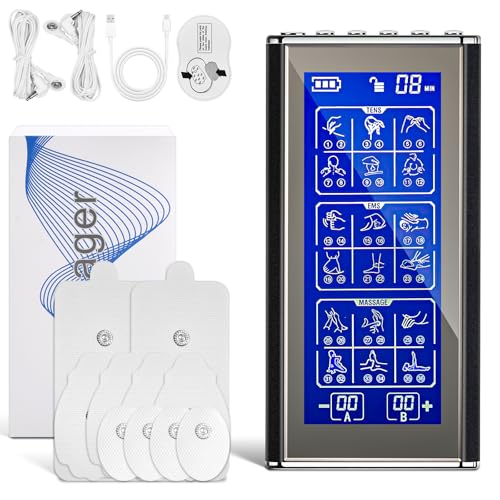 Électrostimulateur Musculaire 3 EN 1 TENS EMS Stimulateur Musculaire 36 Programmes et 20 Intensité Réglable Stimulation Électrique avec 10 Électrodes pour Soulager la Douleur Massage Thermothérapie
